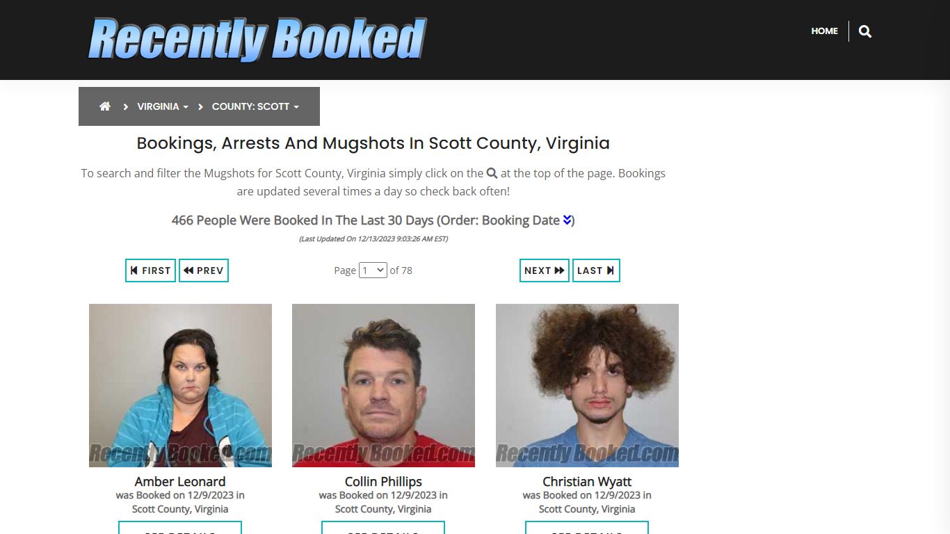 Recent bookings, Arrests, Mugshots in Scott County, Virginia